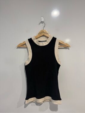 Selva Negra Contrast Trim Knit Top - Black & Cream